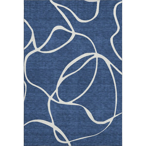 HomeRoots 9' X 12' Navy Blue & Ivory Abstract Area Rug – Stylish, Washable, UV Protected for Busy Homes 678657