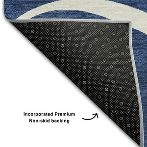 HomeRoots 9' X 12' Navy Blue & Ivory Abstract Area Rug – Stylish, Washable, UV Protected for Busy Homes 678657