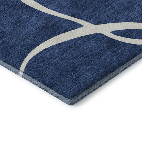 HomeRoots 9' X 12' Navy Blue & Ivory Abstract Area Rug – Stylish, Washable, UV Protected for Busy Homes 678657