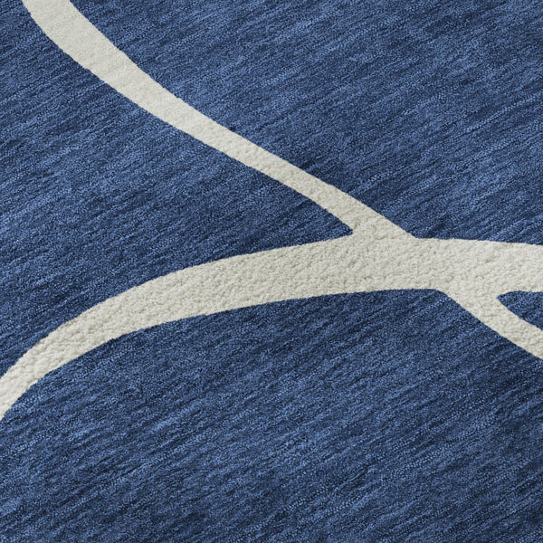 HomeRoots 9' X 12' Navy Blue & Ivory Abstract Area Rug – Stylish, Washable, UV Protected for Busy Homes 678657