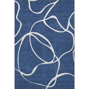 HomeRoots 9' X 12' Navy Blue & Ivory Abstract Area Rug – Stylish, Washable, UV Protected for Busy Homes 678657