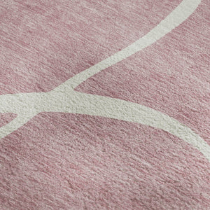 HomeRoots 8' X 10' Pink and Ivory Abstract Washable Area Rug - Stylish, Durable, UV-Protected for Everyday Living 678662