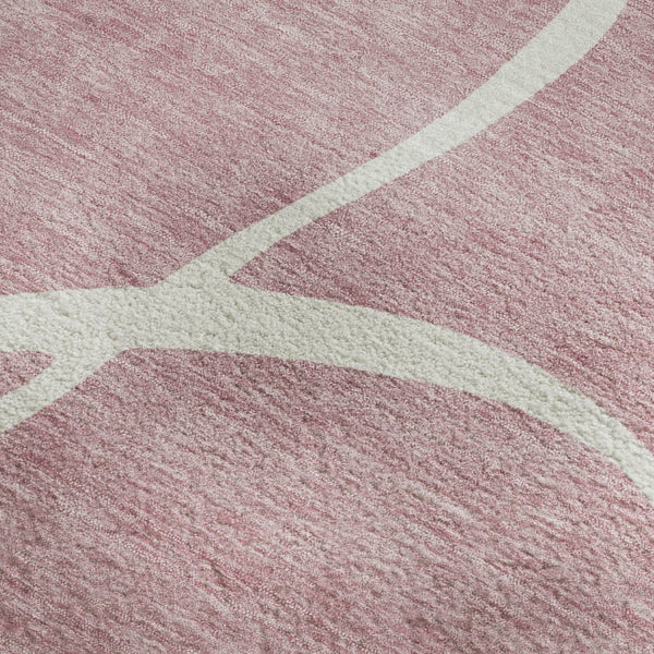 HomeRoots 8' X 10' Pink and Ivory Abstract Washable Area Rug - Stylish, Durable, UV-Protected for Everyday Living 678662