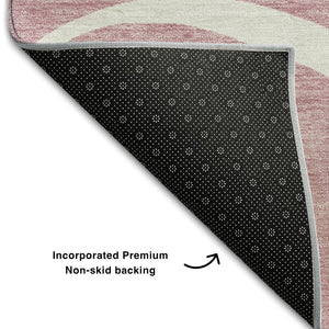 HomeRoots 9' X 12' Pink and Ivory Abstract Area Rug – Washable, UV-Protected, Stylish & Durable for Modern Homes 678663