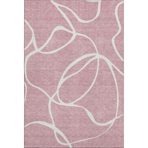 HomeRoots 10' X 14' Pink and Ivory Abstract Area Rug - Washable, UV Protected, Perfect for Modern Living Spaces! 678664