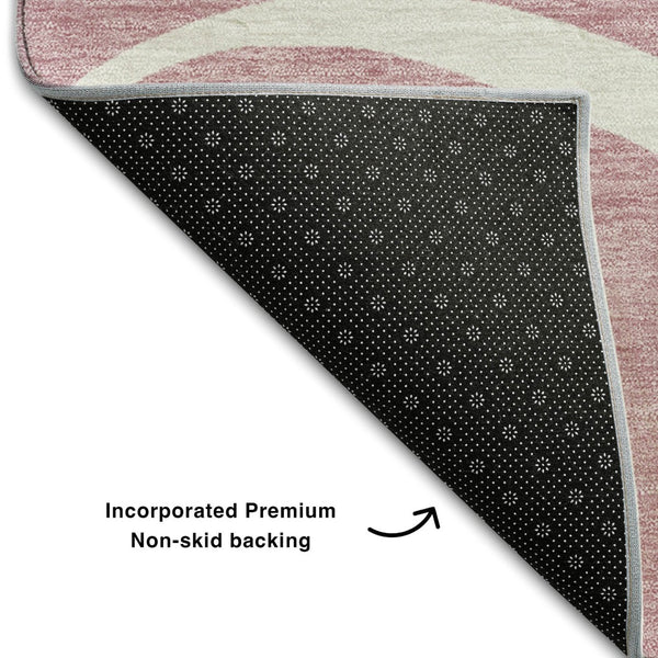 HomeRoots 10' X 14' Pink and Ivory Abstract Area Rug - Washable, UV Protected, Perfect for Modern Living Spaces! 678664
