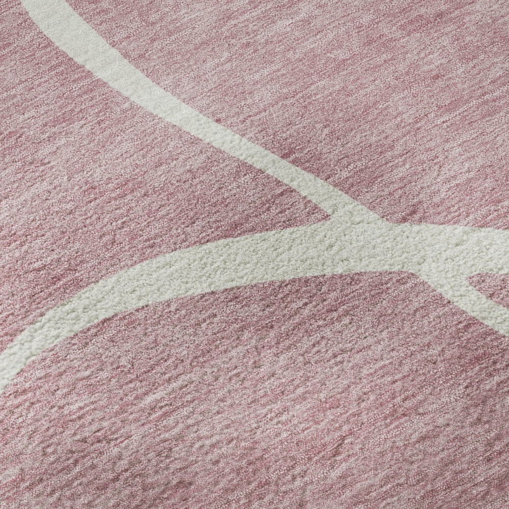 HomeRoots 10' X 14' Pink and Ivory Abstract Area Rug - Washable, UV Protected, Perfect for Modern Living Spaces! 678664