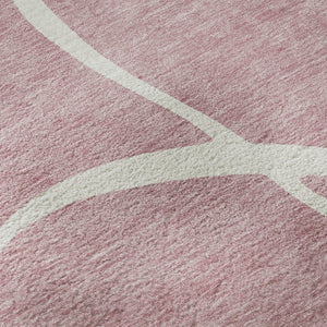 HomeRoots 10' X 14' Pink and Ivory Abstract Area Rug - Washable, UV Protected, Perfect for Modern Living Spaces! 678664