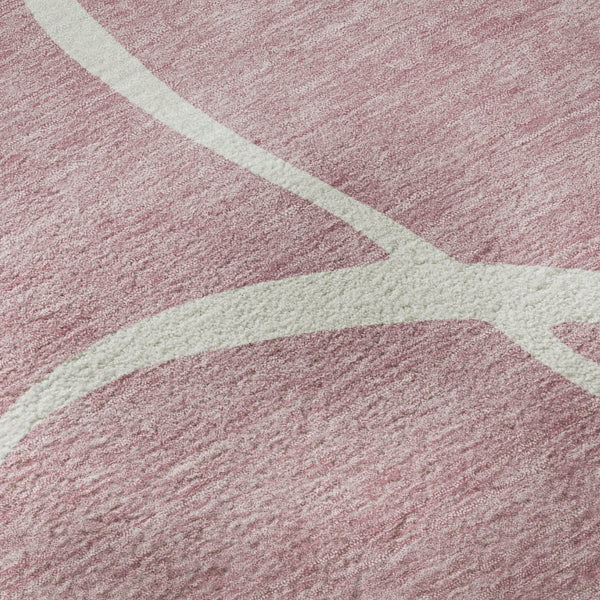 HomeRoots 10' X 14' Pink and Ivory Abstract Area Rug - Washable, UV Protected, Perfect for Modern Living Spaces! 678664