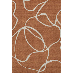HomeRoots 5' X 8' Abstract Rust and Beige Area Rug – Washable, UV-Protected, Durable Design for Homes with Kids 678666