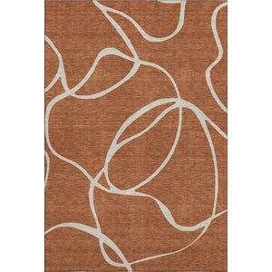 HomeRoots 8' X 10' Rust and Beige Abstract Area Rug – Durable, Washable, UV-Resistant for Family-Friendly Spaces 678668