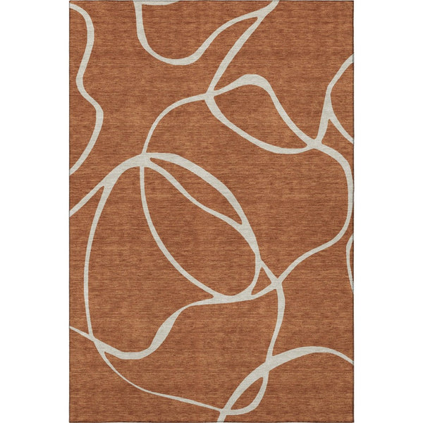 HomeRoots 8' X 10' Rust and Beige Abstract Area Rug – Durable, Washable, UV-Resistant for Family-Friendly Spaces 678668