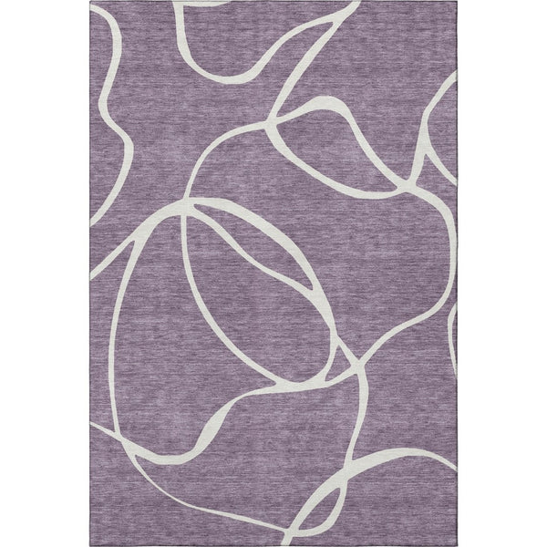HomeRoots 5' X 8' Vibrant Purple and Ivory Abstract Area Rug - Soft, Washable, UV-Protected, Family-Friendly Design 678672