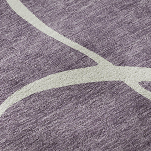 HomeRoots 8' Purple and Ivory Abstract Washable Round Rug - Durable, UV-Protected, Perfect for High-Traffic Areas 678673