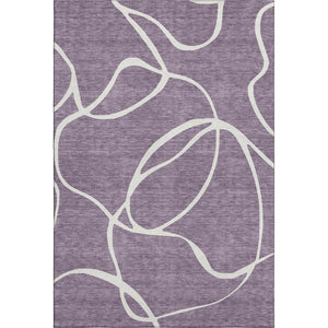 HomeRoots 9' X 12' Purple and Ivory Abstract Area Rug - Washable, UV-Protected, Durable for High-Traffic Spaces 678675