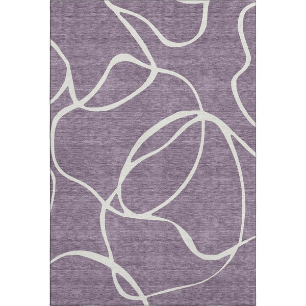 HomeRoots 9' X 12' Purple and Ivory Abstract Area Rug - Washable, UV-Protected, Durable for High-Traffic Spaces 678675