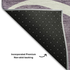 HomeRoots 9' X 12' Purple and Ivory Abstract Area Rug - Washable, UV-Protected, Durable for High-Traffic Spaces 678675