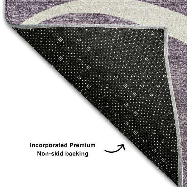 HomeRoots 9' X 12' Purple and Ivory Abstract Area Rug - Washable, UV-Protected, Durable for High-Traffic Spaces 678675