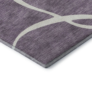 HomeRoots 9' X 12' Purple and Ivory Abstract Area Rug - Washable, UV-Protected, Durable for High-Traffic Spaces 678675