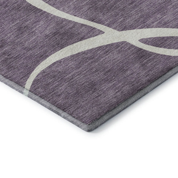 HomeRoots 9' X 12' Purple and Ivory Abstract Area Rug - Washable, UV-Protected, Durable for High-Traffic Spaces 678675
