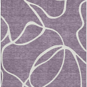 HomeRoots 9' X 12' Purple and Ivory Abstract Area Rug - Washable, UV-Protected, Durable for High-Traffic Spaces 678675