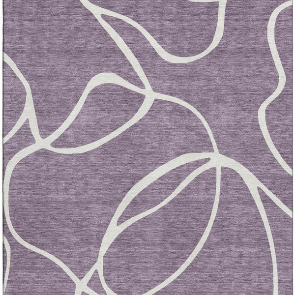 HomeRoots 9' X 12' Purple and Ivory Abstract Area Rug - Washable, UV-Protected, Durable for High-Traffic Spaces 678675