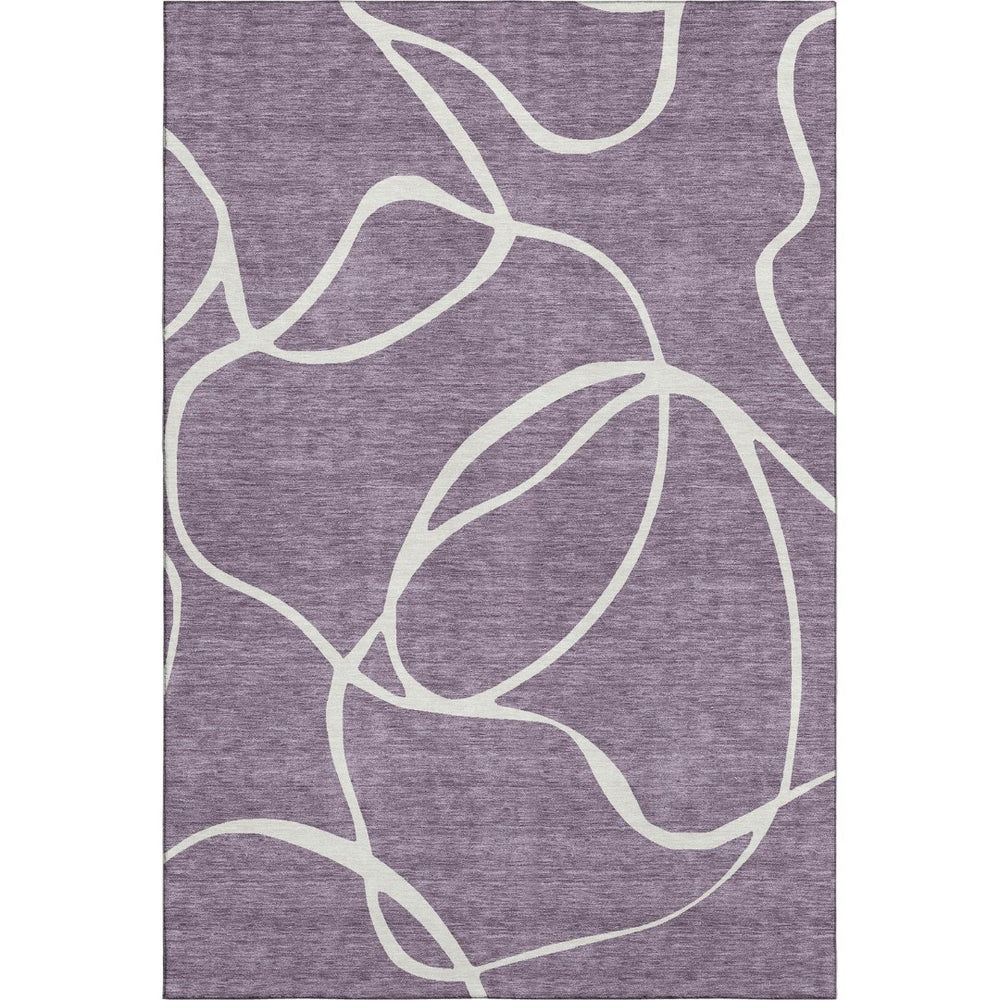 HomeRoots 10' X 14' Purple and Ivory Abstract Area Rug – Durable, Stain-Resistant, UV Protected for Modern Spaces 678676