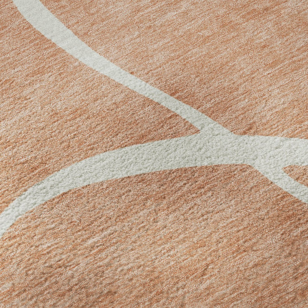 HomeRoots 5' X 8' Salmon and Ivory Abstract Washable Area Rug – Stylish, Durable, Stain-Resistant Design for Homes 678678