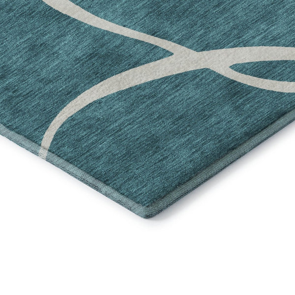 HomeRoots 5' X 8' Stylish Teal and Ivory Abstract Area Rug - Washable, UV-Protected, Durable for Every Space 678684