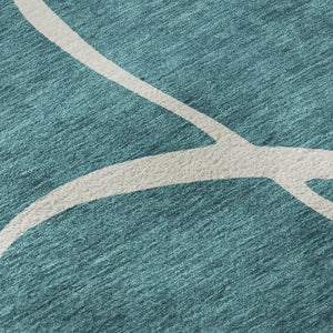 HomeRoots 5' X 8' Stylish Teal and Ivory Abstract Area Rug - Washable, UV-Protected, Durable for Every Space 678684