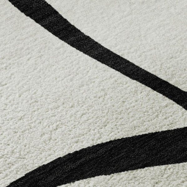 HomeRoots 8' X 10' Abstract Black & White Washable Area Rug with UV Protection for Modern Living Spaces 678692