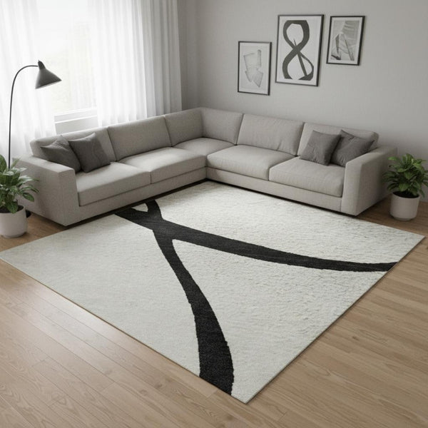 HomeRoots 9' X 12' Modern Abstract Washable Area Rug with UV Protection - Durable, Stylish, and Easy to Clean! 678693