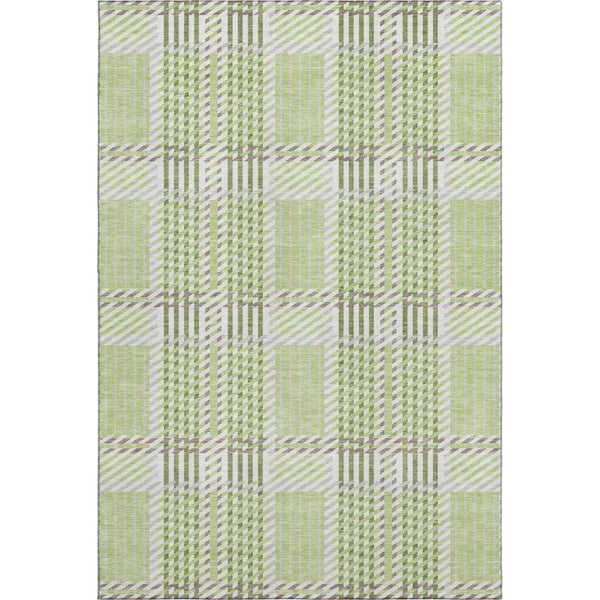 HomeRoots 8' X 10' Artichoke Green Plaid Area Rug – Washable, UV-Protected, Stylishly Durable for Homes with Kids 678698