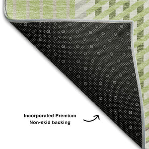HomeRoots 8' X 10' Artichoke Green Plaid Area Rug – Washable, UV-Protected, Stylishly Durable for Homes with Kids 678698