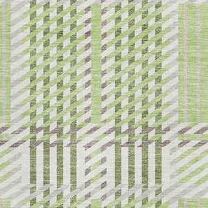 HomeRoots 8' X 10' Artichoke Green Plaid Area Rug – Washable, UV-Protected, Stylishly Durable for Homes with Kids 678698