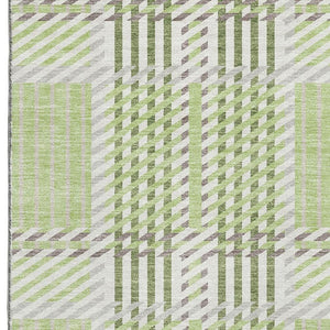 HomeRoots 8' X 10' Artichoke Green Plaid Area Rug – Washable, UV-Protected, Stylishly Durable for Homes with Kids 678698