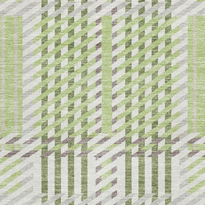 HomeRoots 9' X 12' Artichoke Green and Ivory Plaid Area Rug - Washable, UV Protected, Durable for Busy Homes 678699