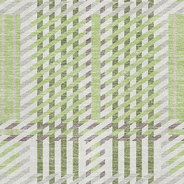 HomeRoots 9' X 12' Artichoke Green and Ivory Plaid Area Rug - Washable, UV Protected, Durable for Busy Homes 678699