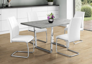 English Elm Dining Table - 60" Rectangular Grey Laminate With Chrome Legs - Modern Design For Kitchen & Dining Spaces B2710P286989