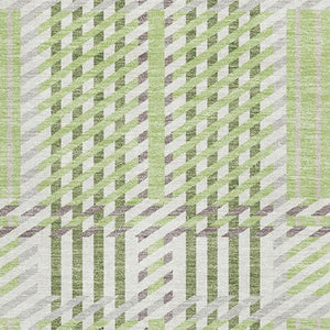HomeRoots 10' X 14' Artichoke Green Plaid Washable Area Rug with UV Protection – Stylish, Durable & Easy Care! 678700