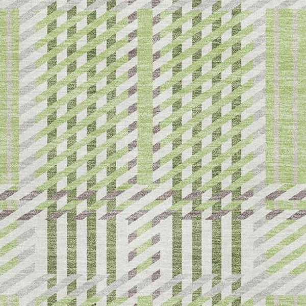 HomeRoots 10' X 14' Artichoke Green Plaid Washable Area Rug with UV Protection – Stylish, Durable & Easy Care! 678700