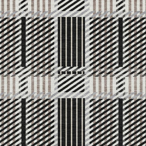 HomeRoots 8' X 10' Stylish Black Ivory Taupe Plaid Washable Area Rug with UV Defense for Busy Homes 678704
