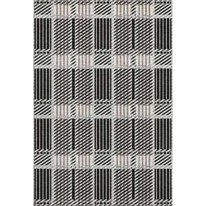 HomeRoots 9' X 12' Washable Plaid Area Rug in Black, Ivory & Taupe – Durable, Stain-Resistant, UV Protected! 678705