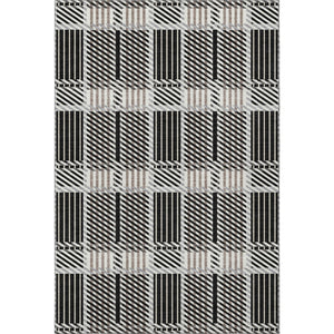 HomeRoots 9' X 12' Washable Plaid Area Rug in Black, Ivory & Taupe – Durable, Stain-Resistant, UV Protected! 678705