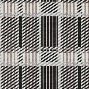 HomeRoots 10' Black Ivory Taupe Plaid Washable Area Rug - Durable, UV Protected, Stain Resistant for Busy Homes 678706