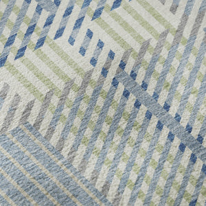 HomeRoots 5' X 8' Stylish Denim Blue Plaid Area Rug - Washable, UV-Protected, Durable for Homes with Kids & Pets 678708
