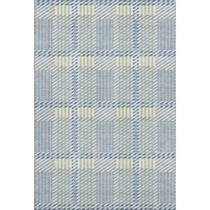 HomeRoots 8' X 10' Denim Blue Ivory & Gray Plaid Washable Area Rug - Durable, Stain-Resistant, UV Protected! 678710