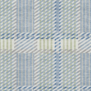 HomeRoots 8' X 10' Denim Blue Ivory & Gray Plaid Washable Area Rug - Durable, Stain-Resistant, UV Protected! 678710
