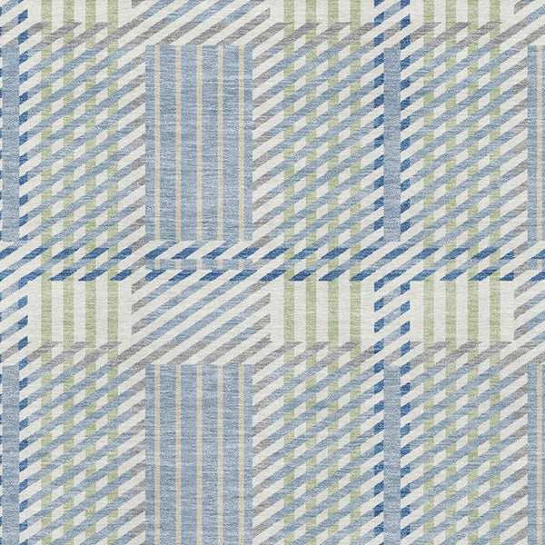 HomeRoots 9' X 12' Denim Blue Plaid Washable Area Rug with UV Protection – Stylish, Durable & Family-Friendly Décor 678711