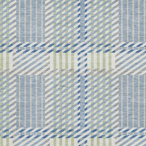 HomeRoots 10' X 14' Denim Blue Plaid Area Rug - Stylish, Washable, UV-Protected, Perfect for Family Spaces! 678712